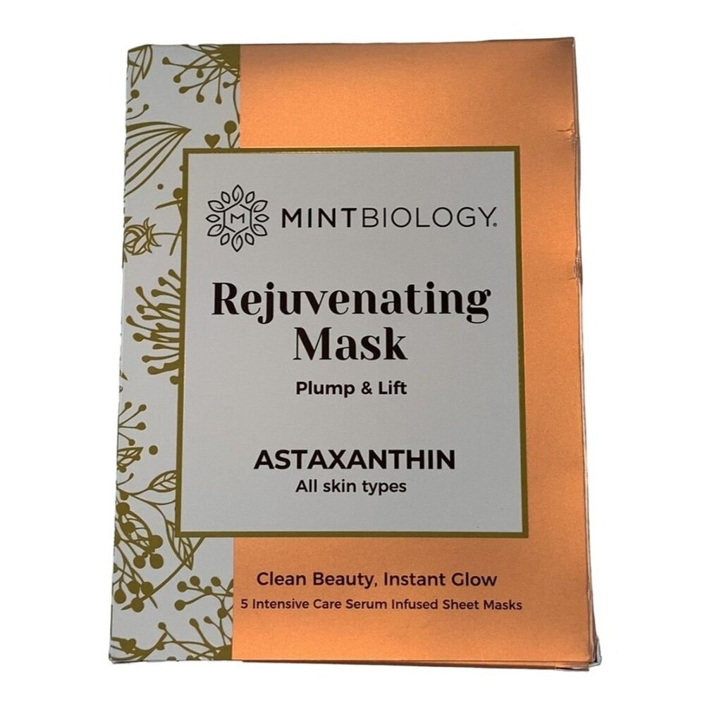 MintBiology Rejuvenating Mask Plump & Lift Astaxanthin 5 Serum Infused Masks NEW